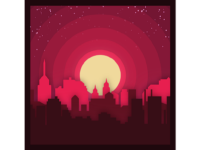 Sunset City Vector city illustrator pink sunset vector