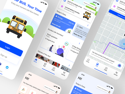 Bus4school adobexd app illustration ui