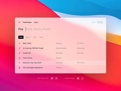 Spotify command concept booby mcghee booby mcghee command runner spotify ui uiux