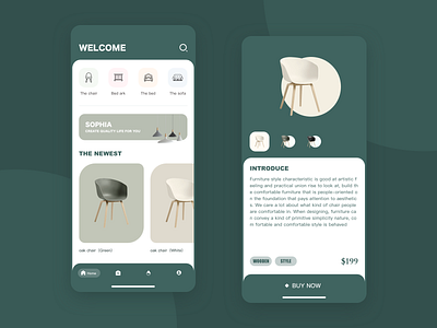 Online furniture shopping app colour contracted design furniture green homepage household icon illustration interface shopping typography ui ux vector