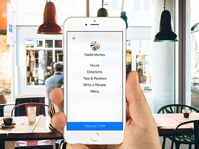 Falafel Monkey Option 2 food ios iphone 6 menu popup rebound restaurant ui