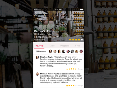 Restaurant App app food ios iphone 6 mobile restaurant reviews social ui