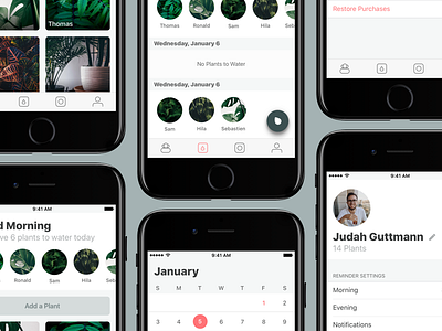 WIP 5 - 💧 Reminder app garden gardening ios iphone plant profile reminder ui ux