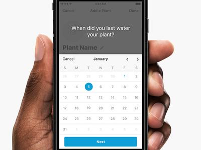 Progress Update - Water Reminder App WIP 6 app calendar gardening iphone mobile plant pop over pop up ui ux ios water watering