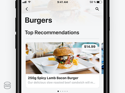 Burger App - iOS 11 11 app delivery food icons ios menu order ui ux