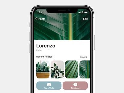 Sneak Peek - Plant Profile app home nature plant profile reminder tracker ui ux water