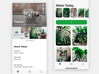 Profile - Potted app plant potted profile reminder tracking ui ux water wip