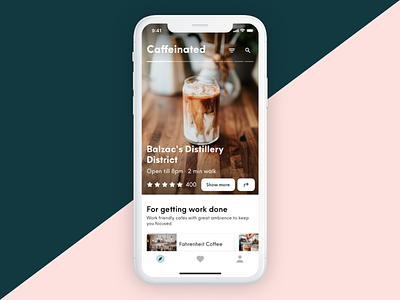 Caffeinated - No.1 app coffee food ios iphone mobile restaurant ui ux
