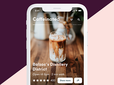 Caffeinated - No.2 app coffee food ios iphone mobile restaurant ui ux