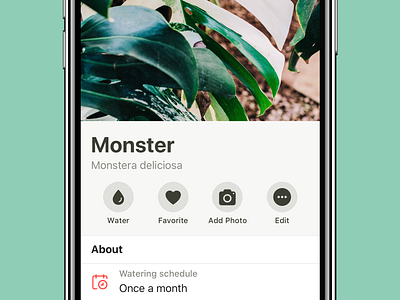 Plant Profile v2 action app buttons ios iphone mobile plant profile profile design ui ui ux wip