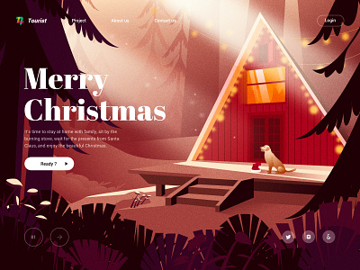 Merry Christmas！！ animal christmas design family forest house illustration landingpage landscape sketch ui web