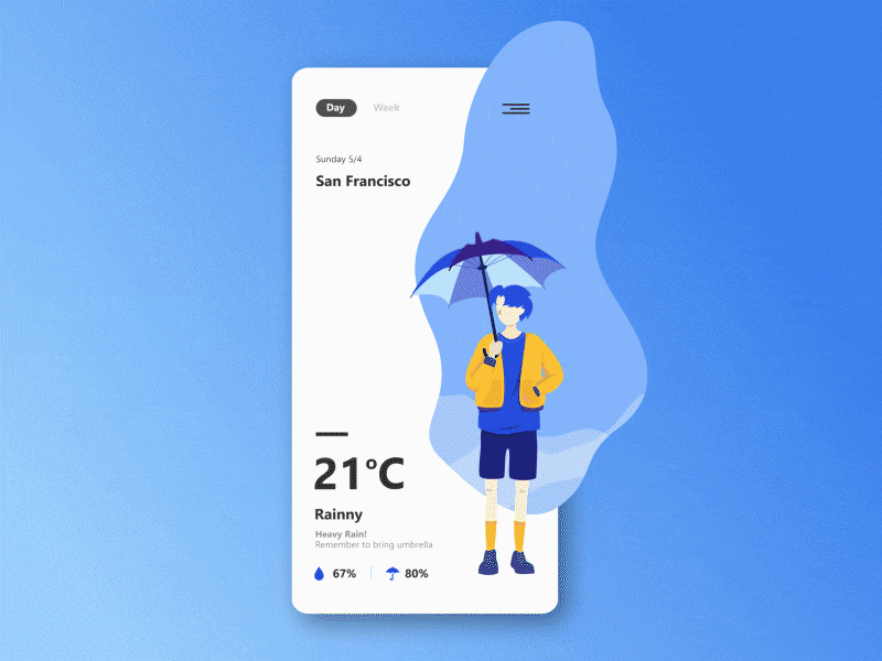 Weather app design all animation app app design app ui design flat illustration illustrations illustrator interaction motion motion design prototype ui ui interaction ux vector weather app