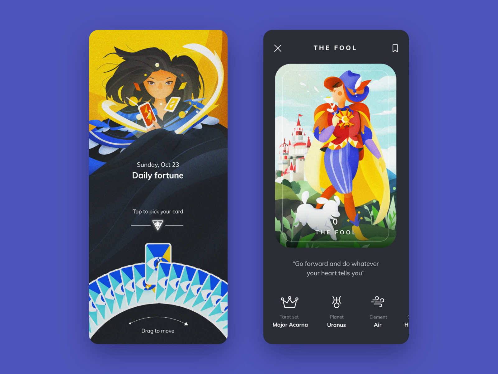 Tarot App Design by Thao Nguyen for Onteractive on Dribbble