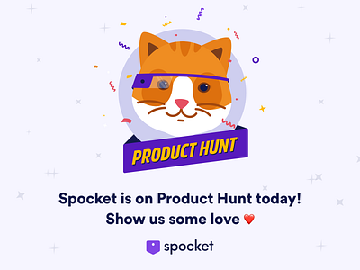 We are on Product Hunt! branding cat characters design dropshipping graphic design illustration producthunt shopify ui vector