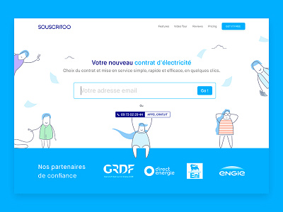 Landing page blue illustration landing light page souscritoo