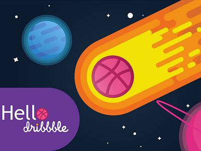 Hello dribbble illustration vector