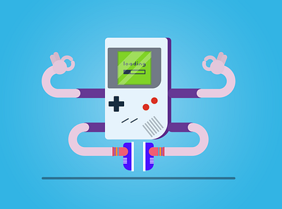 Game boy power character art character concept design flat game illustration vector
