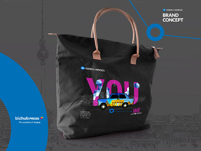 Konica Minolta YouWe concept gift bag - Berlin '17 branding design illustration logo typography