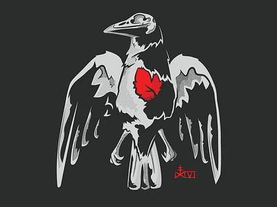 A Crow's Heartache art art direction artwork bird concept art crow dark death design drawing engraving flat heart illustration illustrator patterns vector vector art