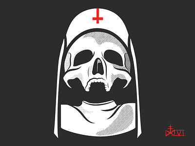 A Nun's Desire art artwork concept art dark dead death design drawing engraving flat god illustration illustrator monochrome patterns skeleton skulll skulls vector vector art