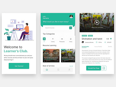 Course App UI app design courseapp courseappuidesign design designer illustration ui uibeginner uidesign uidesigner