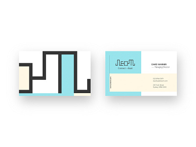 Neom | Business Card beige blue branding business card co share workspace concept geometric identity design logo neom simple