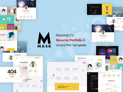Mask - Personal CV, Resume, Portfolio & vCard PSD Template