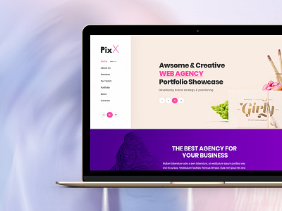 PixX — Multipurpose Portfolio & Agency PSD Template advertising agency blog business clean company creative design marketing