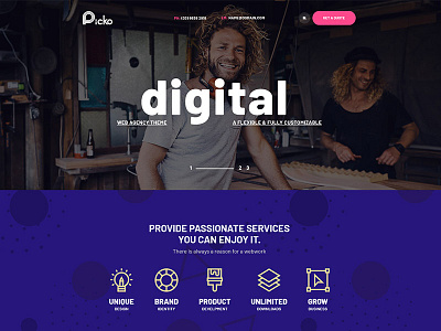 Picko - Clean Portfolio & Multipurpose PSD Template agency business clean company creative design freelancer marketing minimal modern multipurpose personal photography portfolio studio