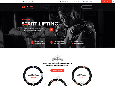 Lifting - Fitness, Gym, Yoga & Sports PSD Template