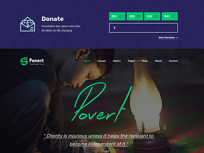 Povert - Nonprofit Fundraising Multipurpose PSD Template charity creative design minimal multipurpose photography portfolio