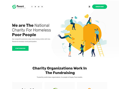 Povert - Nonprofit Fundraising Multipurpose PSD Template cause charity charity events child sponsorship donations environment fund raising
