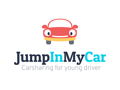 Jump in my car - Carsharing for young driver car carsharing cartoon colors identity logo smile young driver