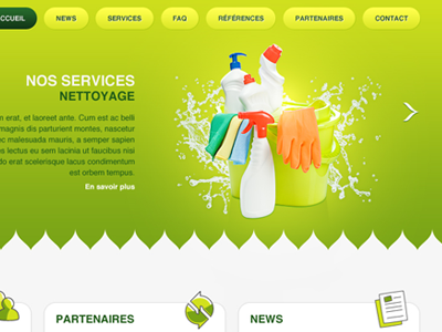 Green Clean arrow button fresh green highlight icons illustration navigation product slideshow washing water website white yellow