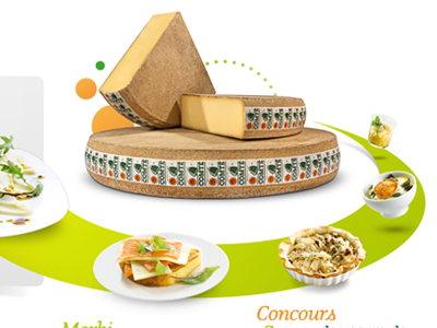 Le Comté cheese circle food green highlight illustration kitchen orange plate recipe slideshow webdesign website