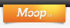 Moop 2.0 black fonts glow gradient identity logo orange shadow typography web applications white