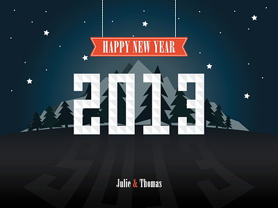 Happy New Year 2013 calendar card event happy montain new night star tree typography year