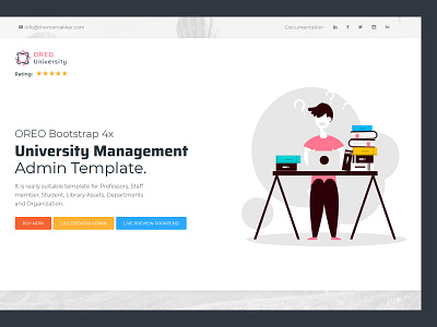 Oreo University Management Admin Template. admin dashboard admin panel thememakker