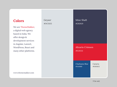 Color Pallete TTM-A02 admin dashboard branding colors flatcolor illustration thememakker typography ui ux vector