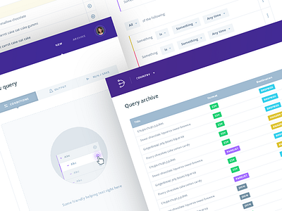 Datawarehouse - UI screens app clean data design flat open sans purple ui ux