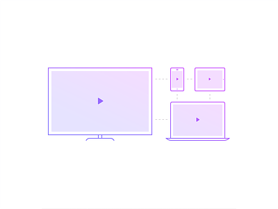 TV and digital platforms illustration clean connect device icons illustration line pink purple responsive tv