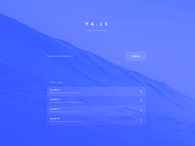 YA.LS - Yet Another Link Shortener app gradient interface light minimal simple transparent ui ux webapp website