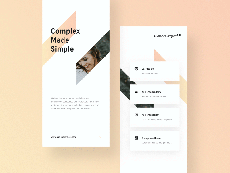 Duo Rollups animation design geometric gradient layout minimal peach print rollup typography
