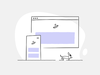 Let's add your website black clean cute devices friendly illustration line minimal pastel purple ui
