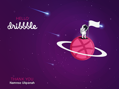 Hello Dribbble! clean creative design dribbble first shot hello space man