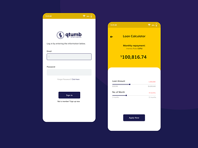 Qtumb - Loaning App app branding design company design finance finance app loan loaningapp loans product design uidesign uiux uiux design uxdesign