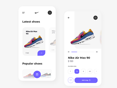 Nike shoe app ui