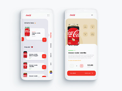 Coca Cola App Ui adobe xd app design cart coca cola coke cola cold drink concept creative modern shop shopping ui ux web design xd