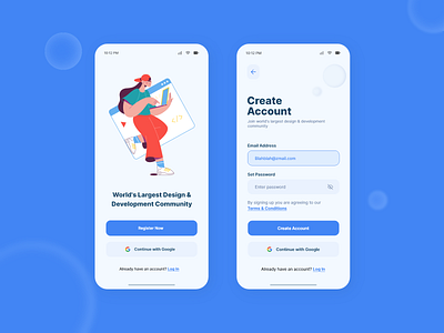 Design & Development Community App Sign Up Ui