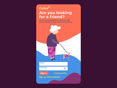 Find homeless puppy cartoon charity chirity concept find flat homeless illustration login puppy sign in simple ui ux